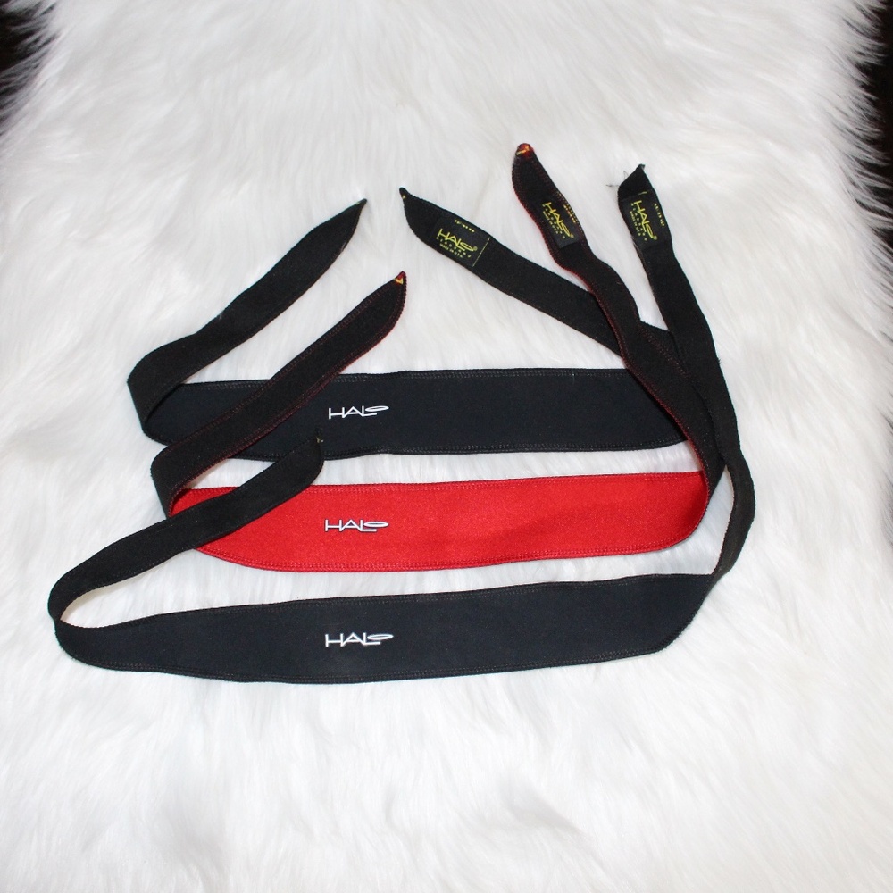 3 Halo Headband Tie Sweatband - 2 black and red